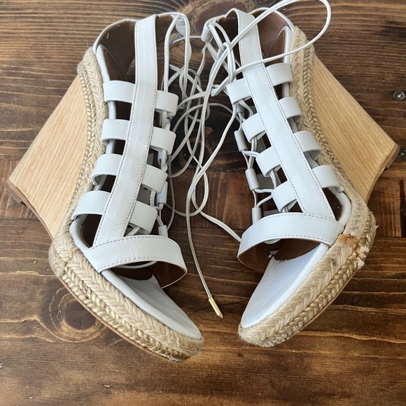 Aquazurra Amazon Leather Lace Up Wedge Sandals 9.5/ 39.5 - Picture 5 of 11